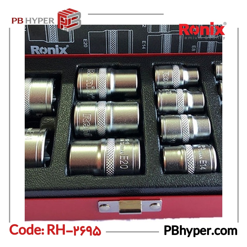 سری آچار بکس  ونیکس مدل RH-2695 مجموعه 14 عددی
