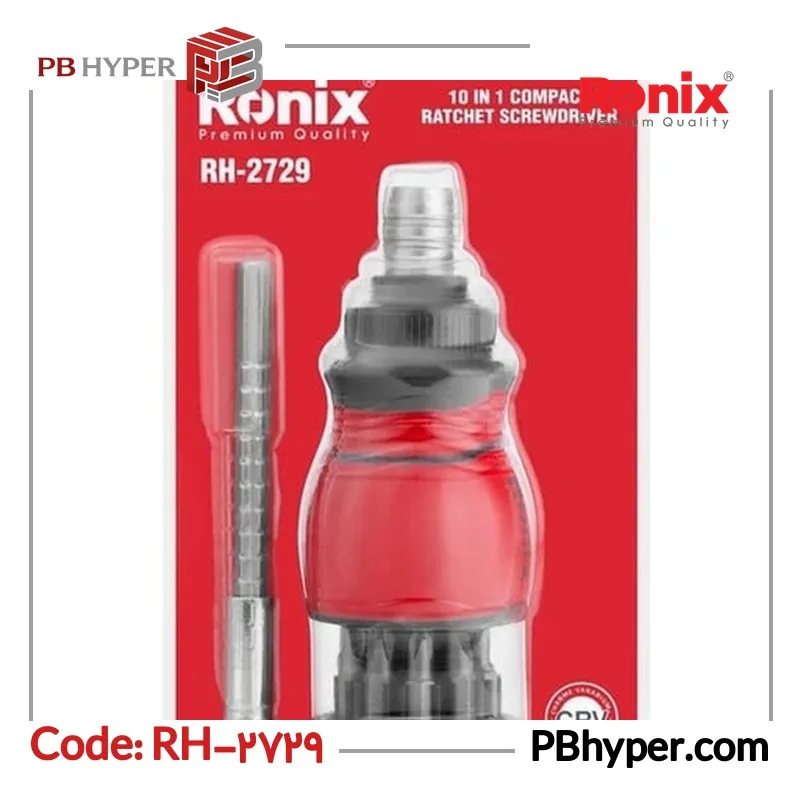 پیچ گوشتی جغجغه ای مشتی رونیکس مدل RH-2729 مجموعه 10 عددی